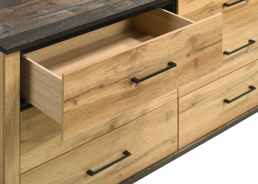 Kaywood 6-drawer Dresser and Mirror Natural Pine - 225003M