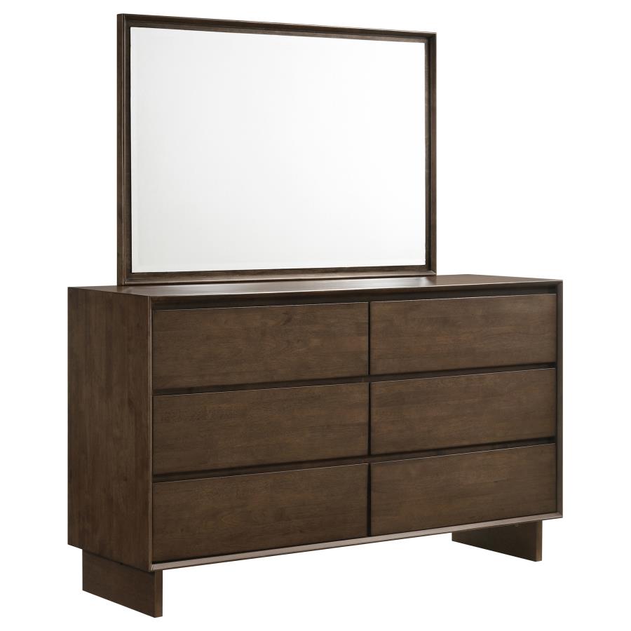 Glenwood 6-drawer Dresser and Mirror Warm Brown - 225013M