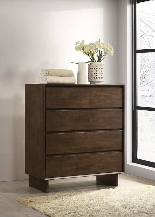 Glenwood 4-drawer Chest of Drawers Warm Brown - 225015