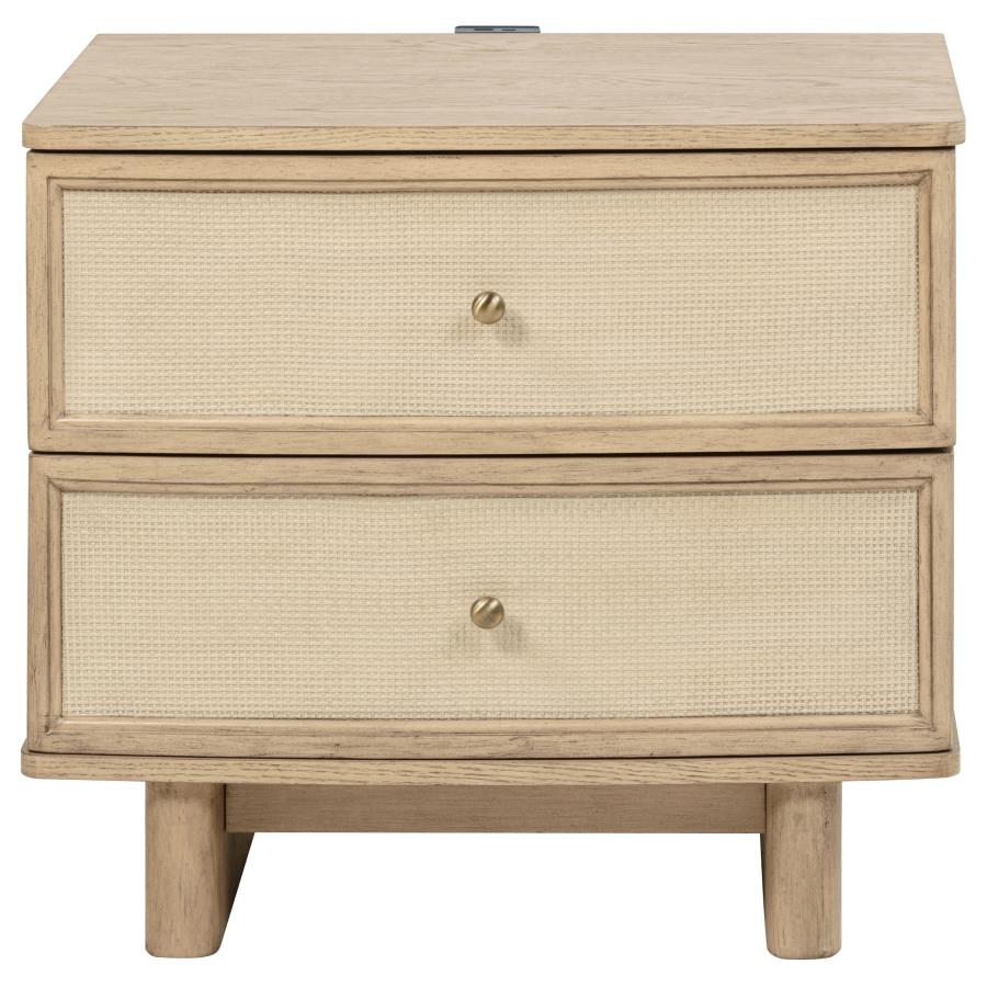 Kailani 2-drawer Nightstand Bedside Table Beige Oak - 225042