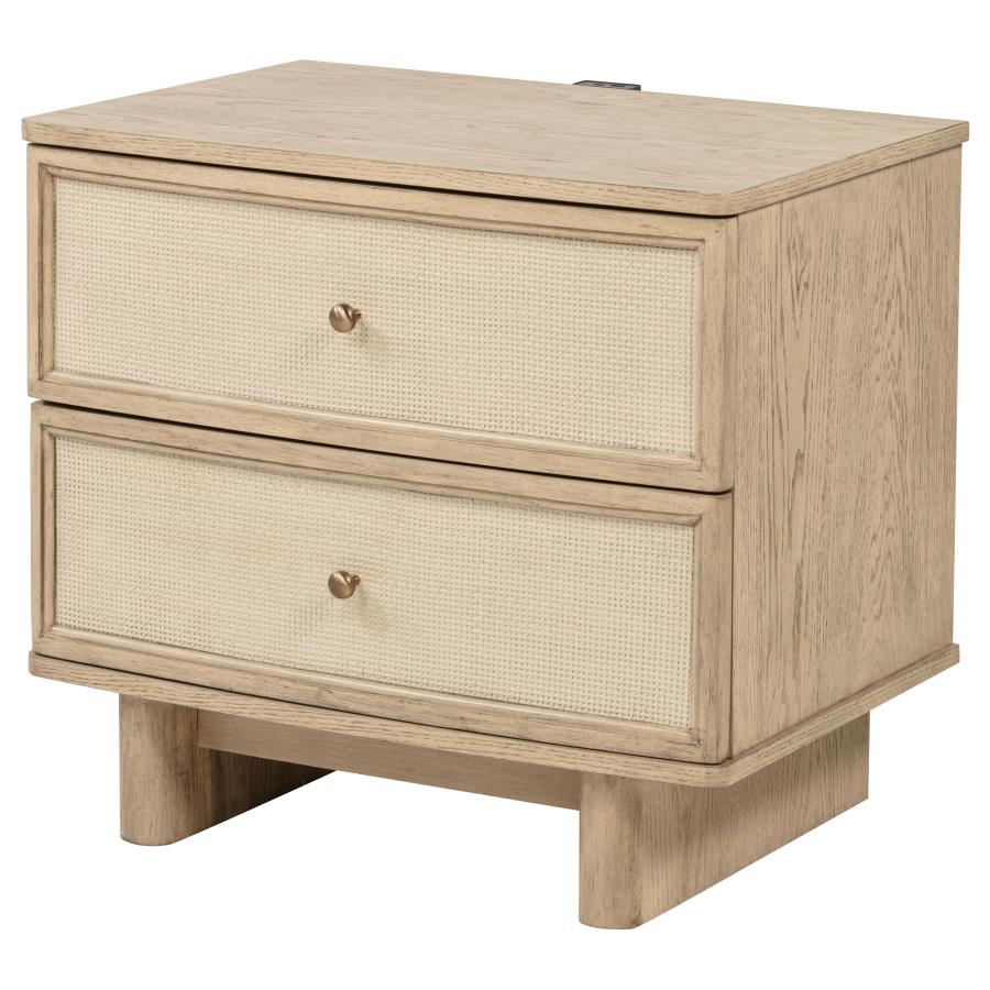 Kailani 2-drawer Nightstand Bedside Table Beige Oak - 225042