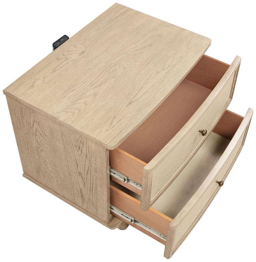 Kailani 2-drawer Nightstand Bedside Table Beige Oak - 225042