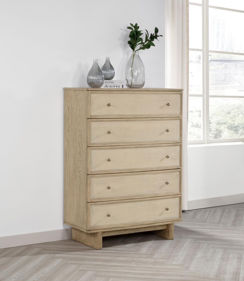 Kailani 5-drawer Bedroom Chest of Drawers Beige Oak - 225045