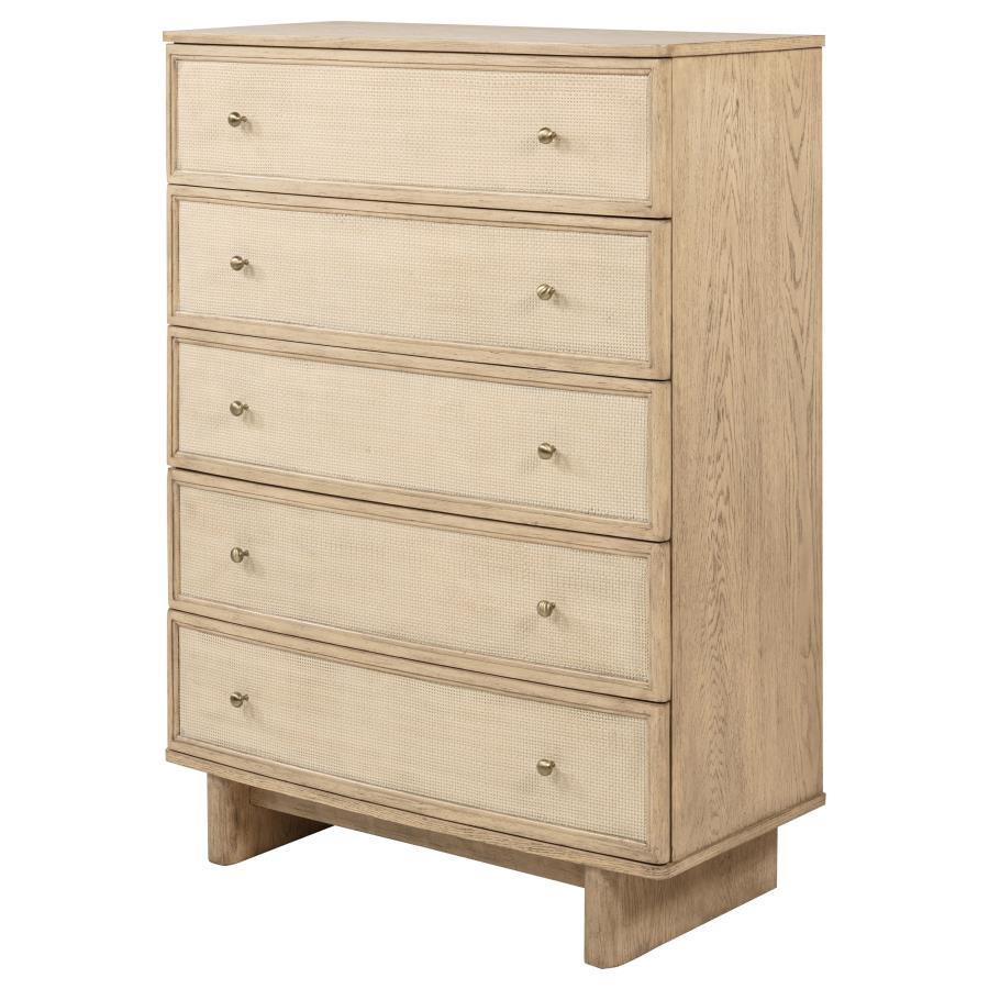 Kailani 5-drawer Bedroom Chest of Drawers Beige Oak - 225045