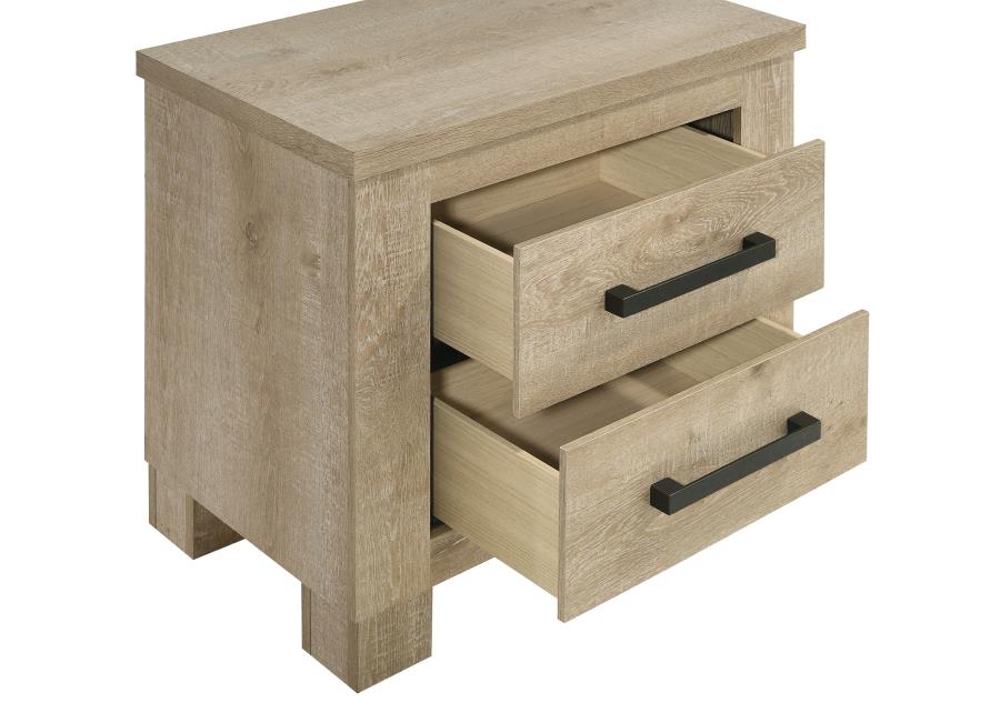 Oakglen 2-drawer Nightstand Bedside Table Weathered Oak - 225102