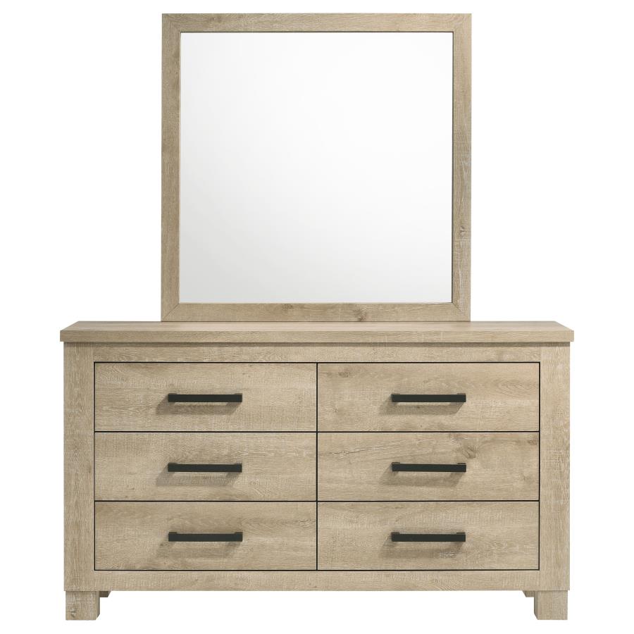 Oakglen 6-drawer Bedroom Dresser and Mirror Weathered Oak - 225103M