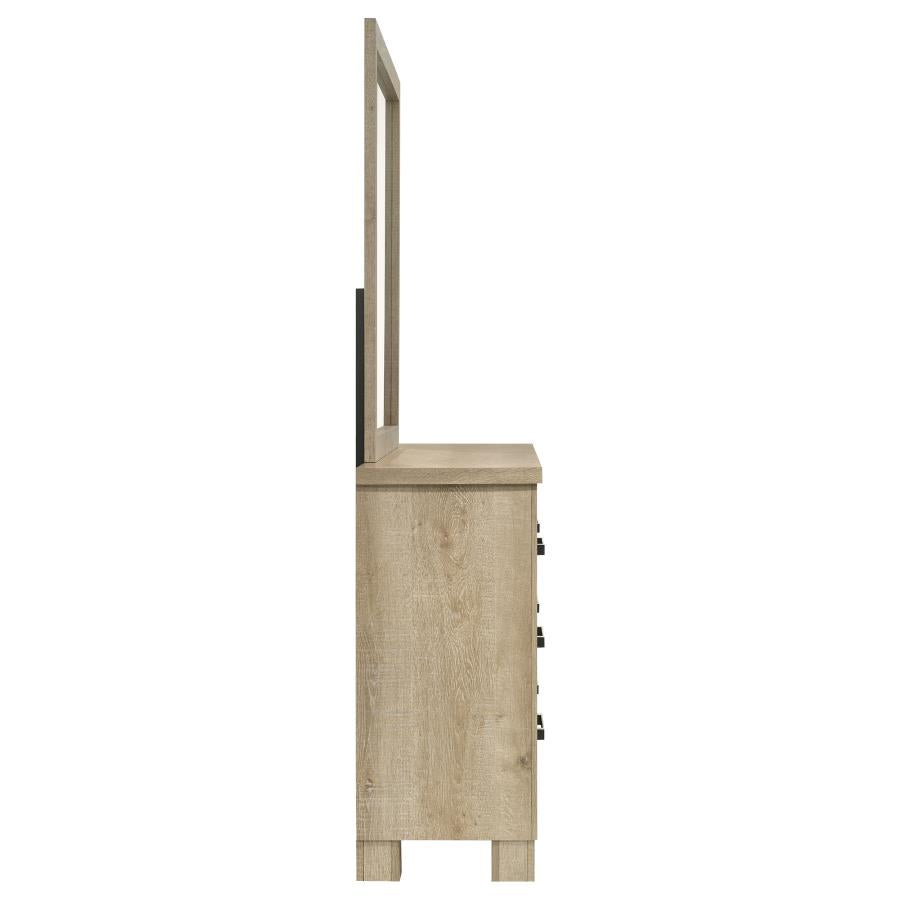 Oakglen 6-drawer Bedroom Dresser and Mirror Weathered Oak - 225103M