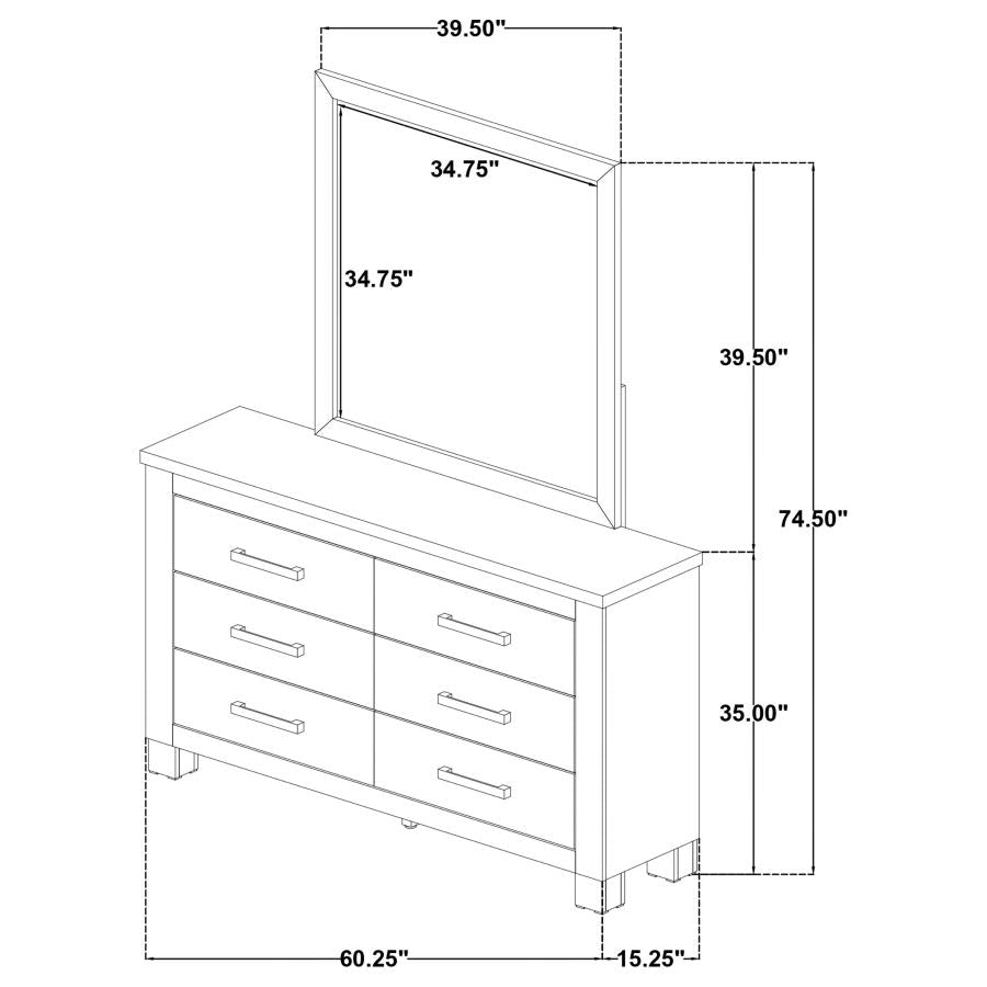 Oakglen 6-drawer Bedroom Dresser and Mirror Weathered Oak - 225103M
