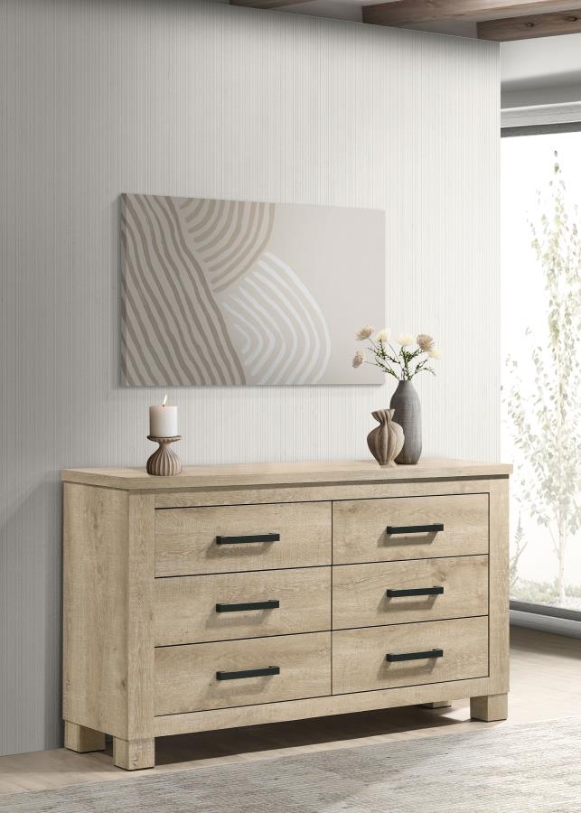 Oakglen 6-drawer Bedroom Dresser Weathered Oak - 225103