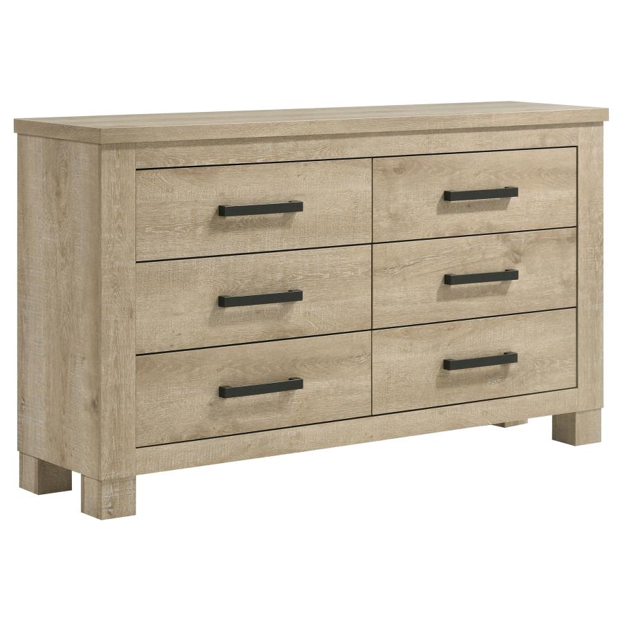 Oakglen 6-drawer Bedroom Dresser Weathered Oak - 225103