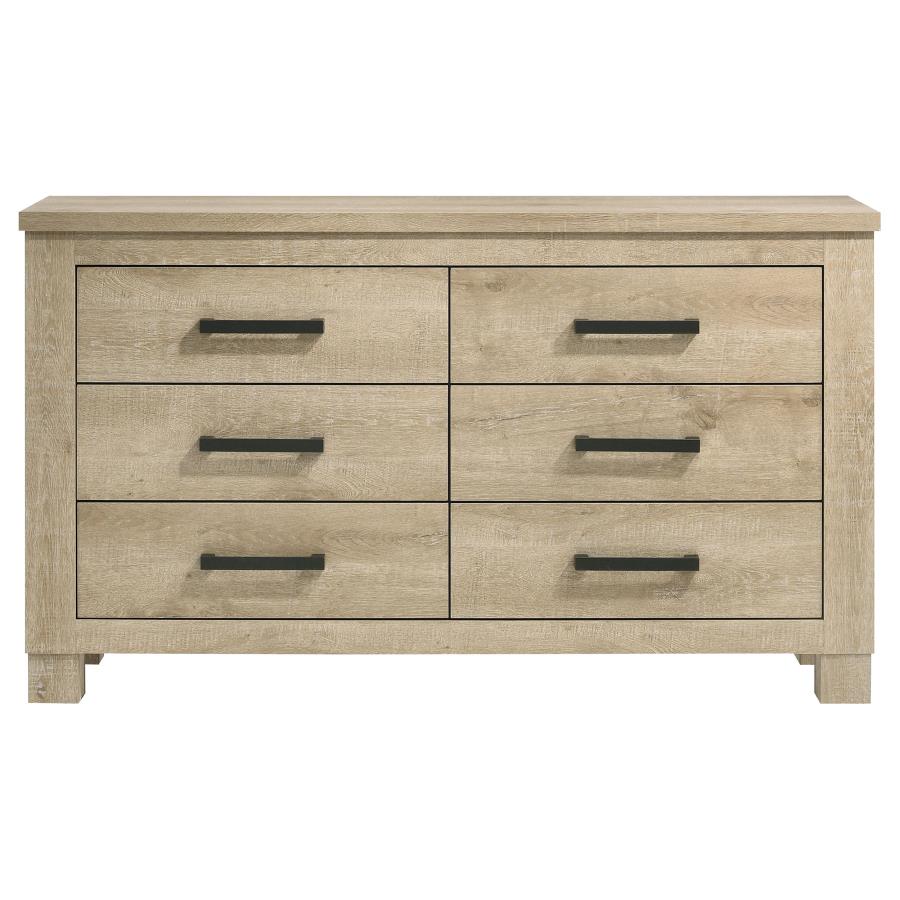 Oakglen 6-drawer Bedroom Dresser Weathered Oak - 225103