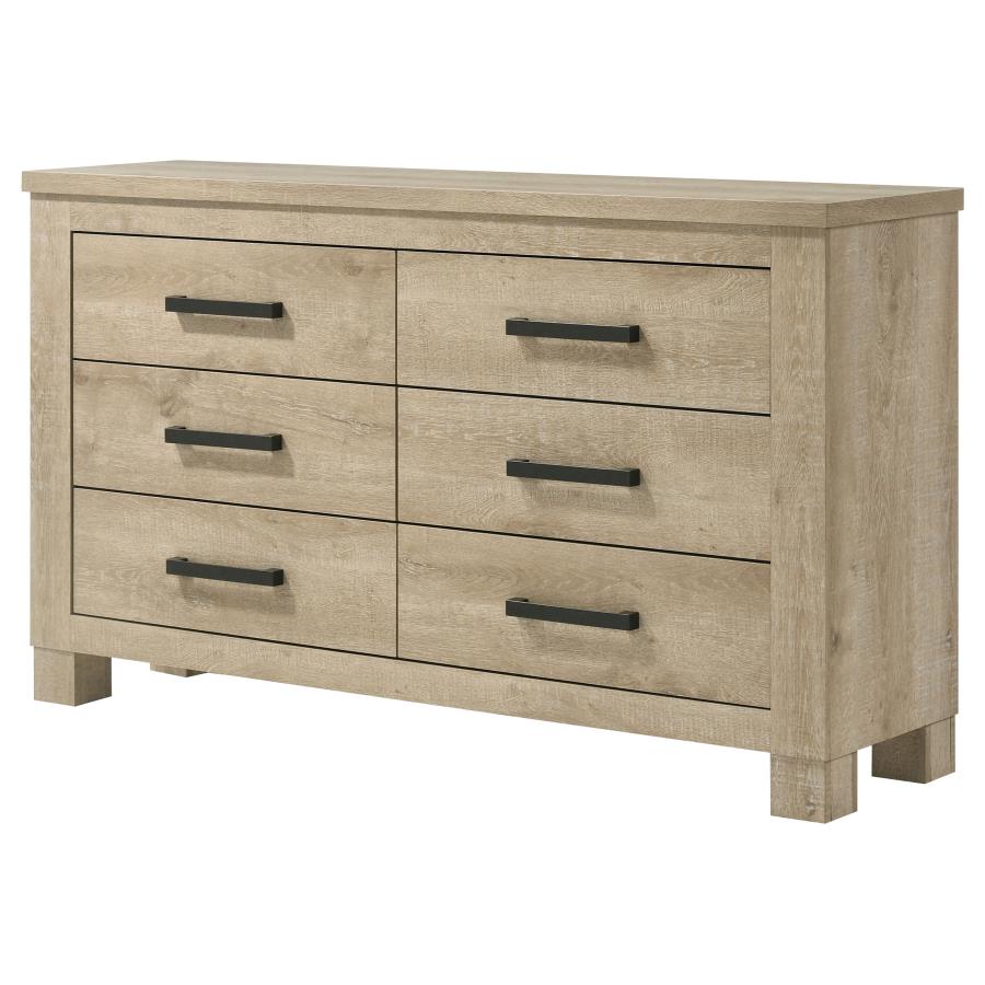 Oakglen 6-drawer Bedroom Dresser Weathered Oak - 225103
