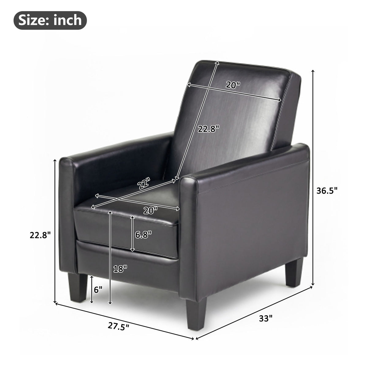 Upholstered Push Back Recliner Chair For Living Room