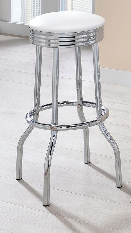 Retro Upholstered Metal Swivel Bar Stool White (Set of 2) - 2299W