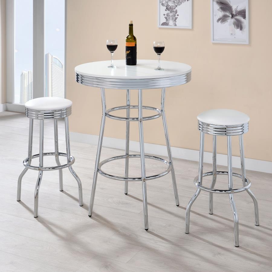 Retro Upholstered Metal Swivel Bar Stool White (Set of 2) - 2299W