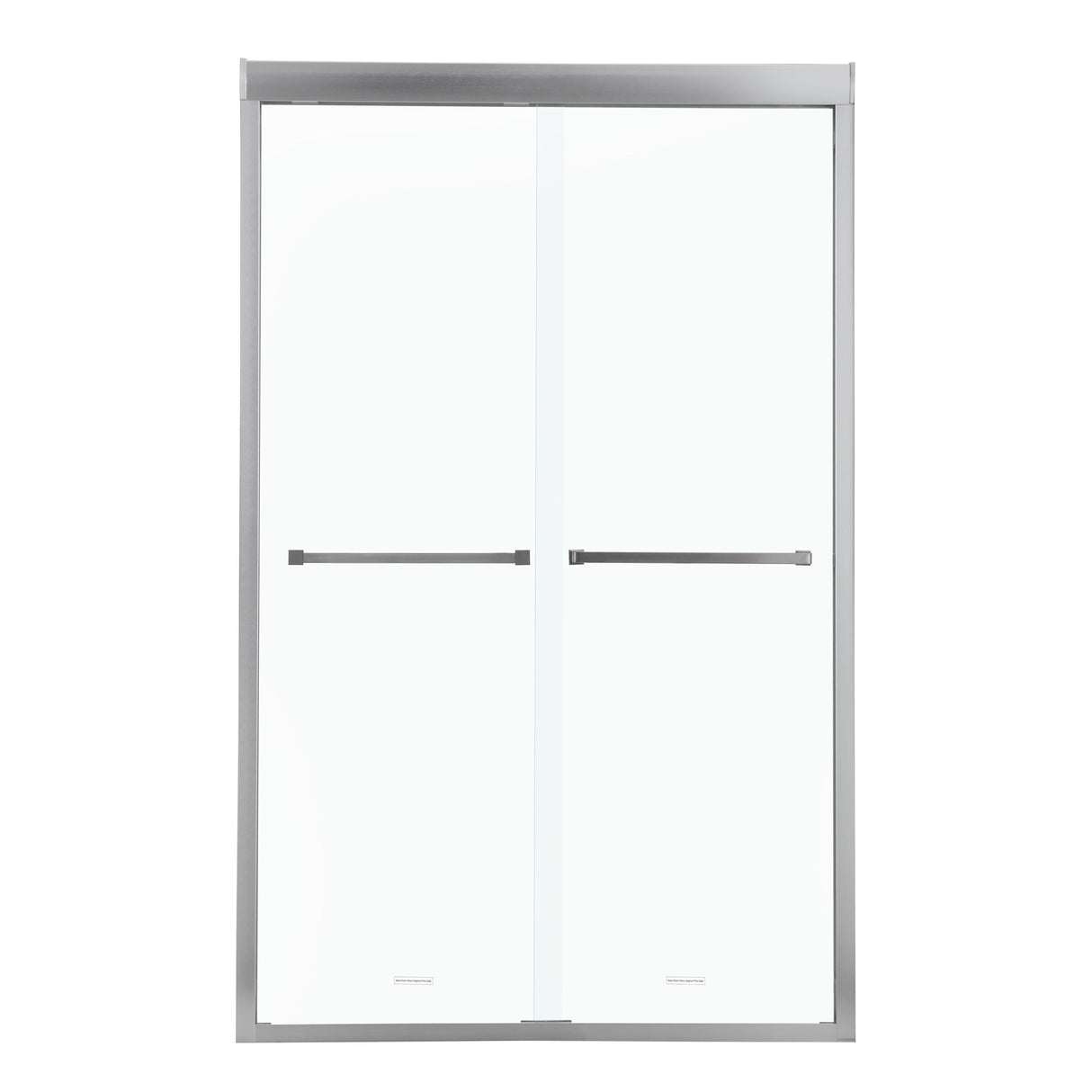 Modern Semi Frameless Bypass Sliding Shower Enclosure - Brushed Silver