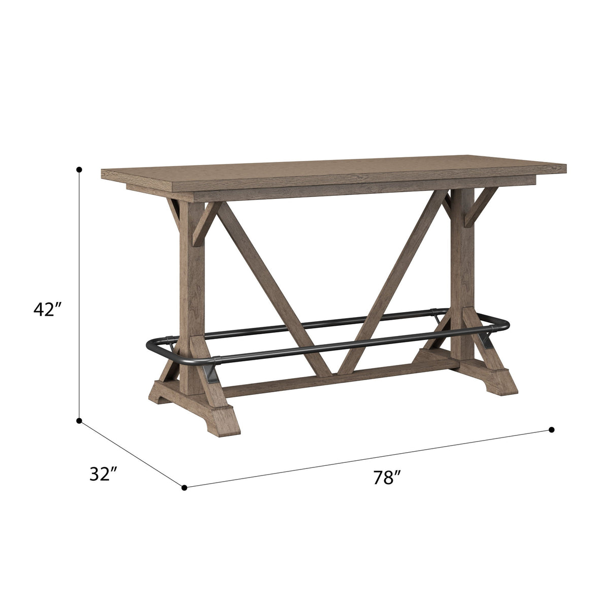 Bar Height Trestle Table - Brown