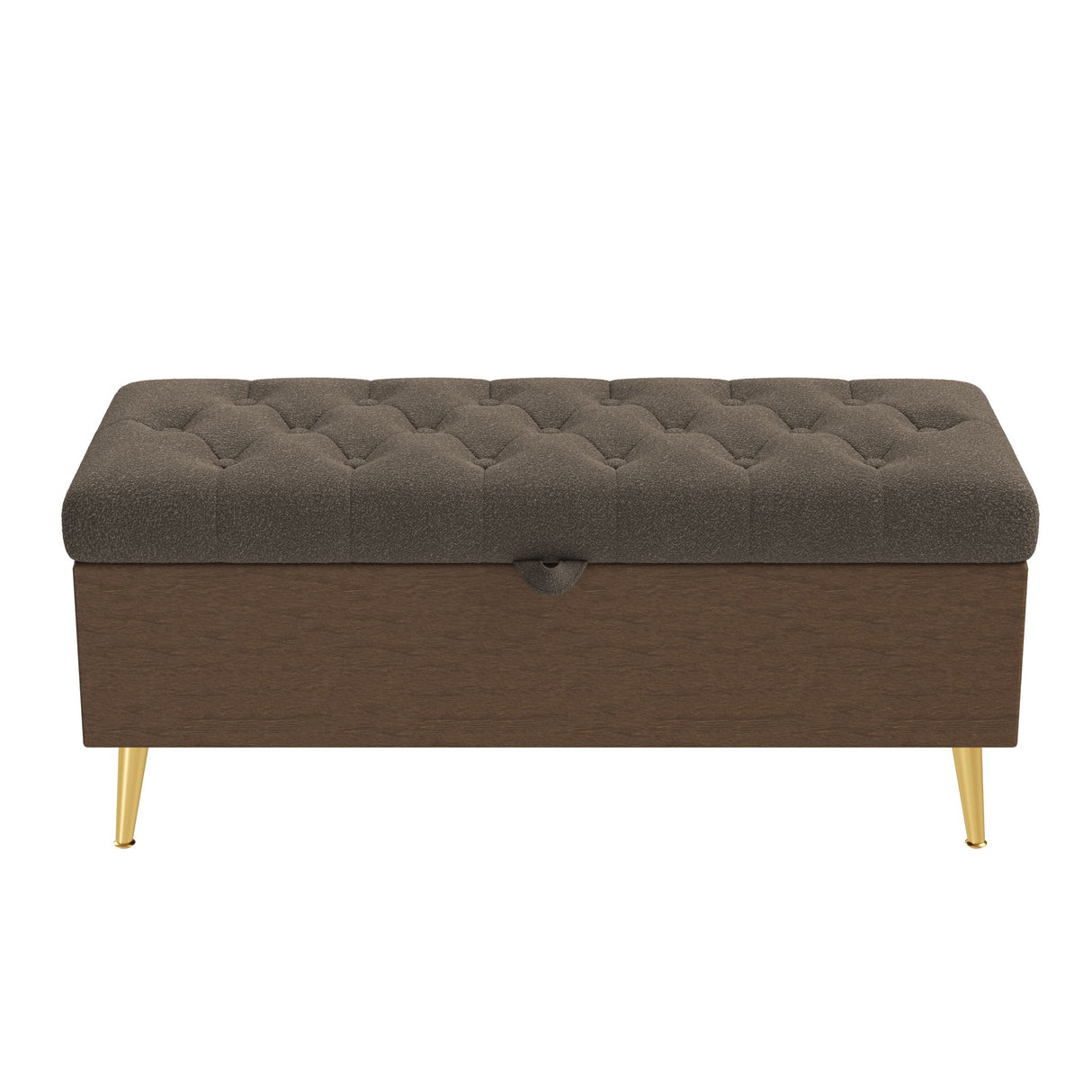 Modern Tufted Storage Ottoman Bench With Metal Legs