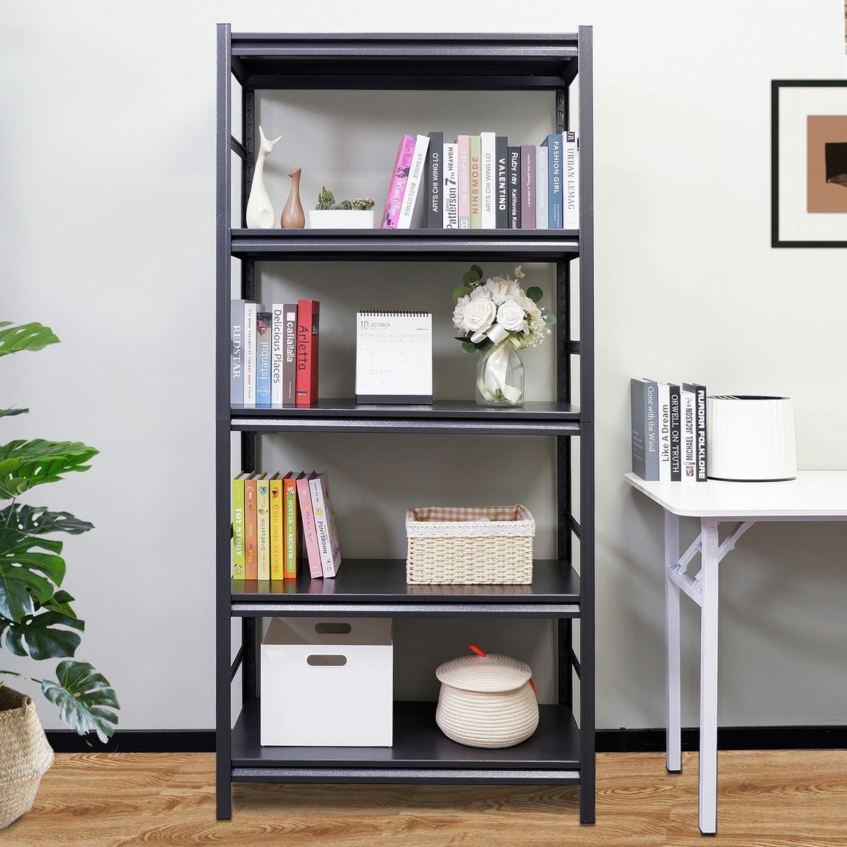 Storage Shelves 5 Tier Heavy Duty Metal Adjustable Shelving Units And Storage Rack Kitchen Garage Shelf - Black