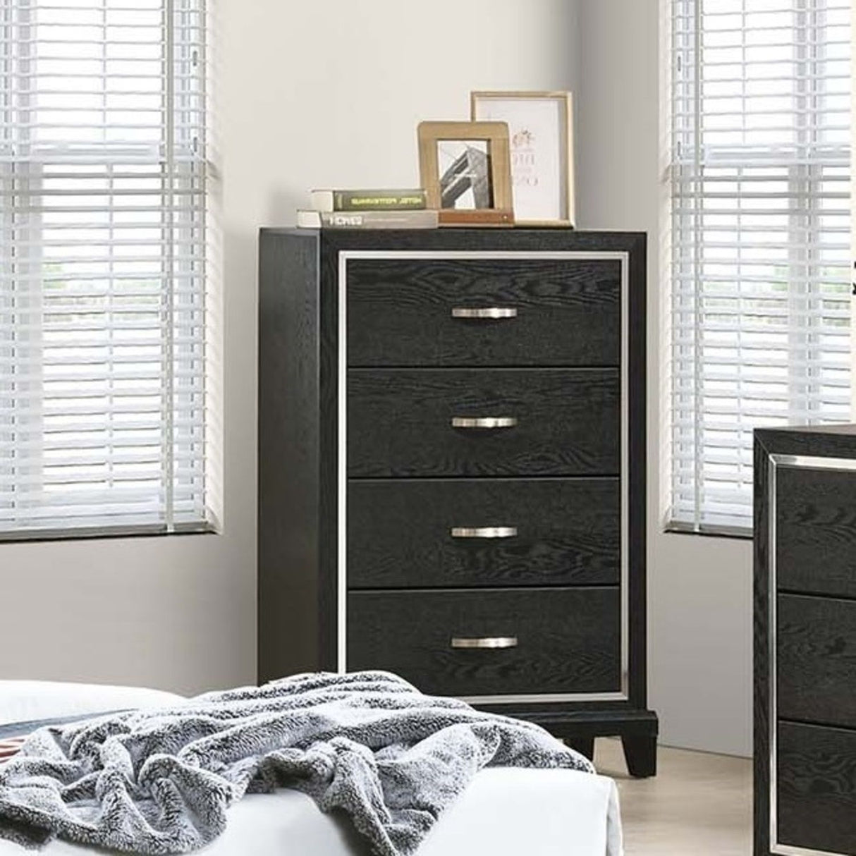 1 Piece Chest Tapered Legs Bedroom Furniture - Black