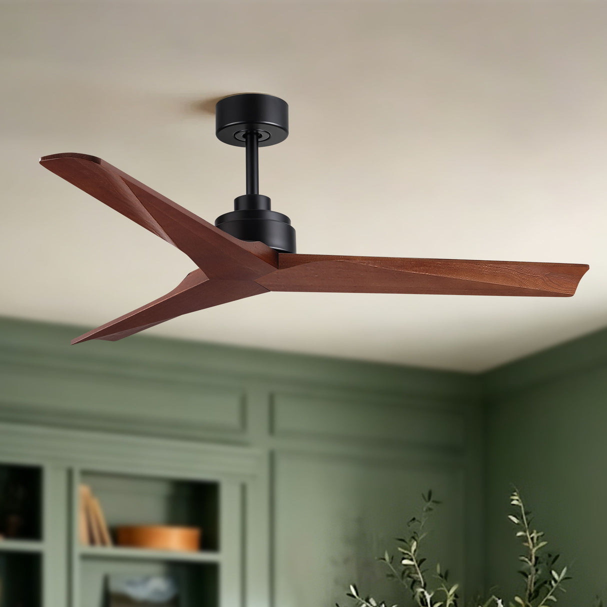 Ceiling Fan Without Light, DC Motor, No Light, Quiet Reversible Ceiling Fan For Living Room - Black
