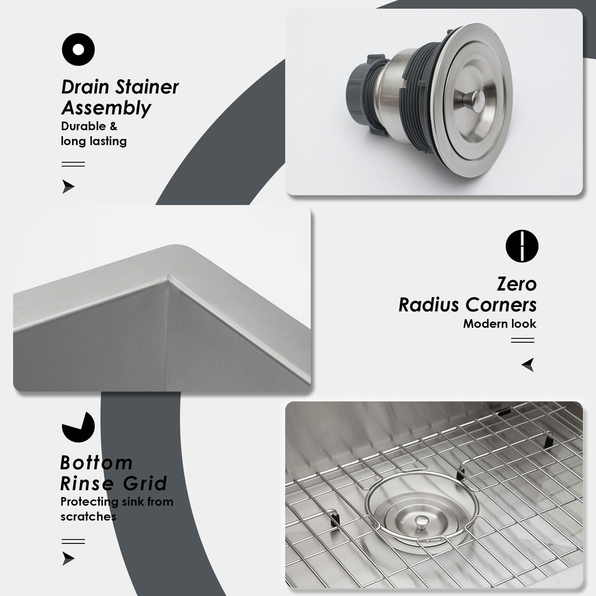 Modern Style Undermount Sink With Stainless Steel, Deep Single Bowl
