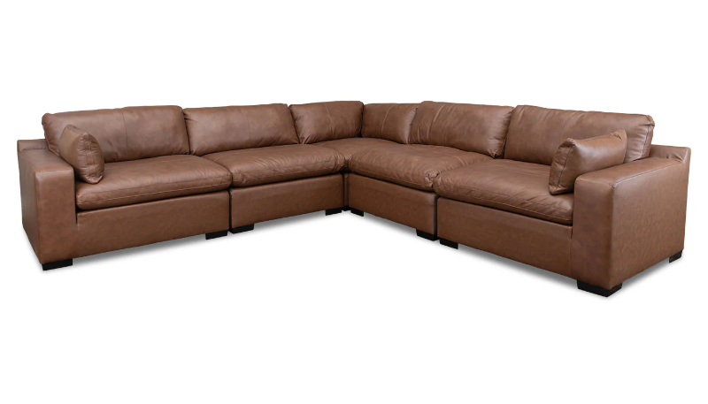 City Limits II 5-Piece Brown Leather Sectional - ARCDSCLx2+RACDSCL+LACDSCL+WEDSCL