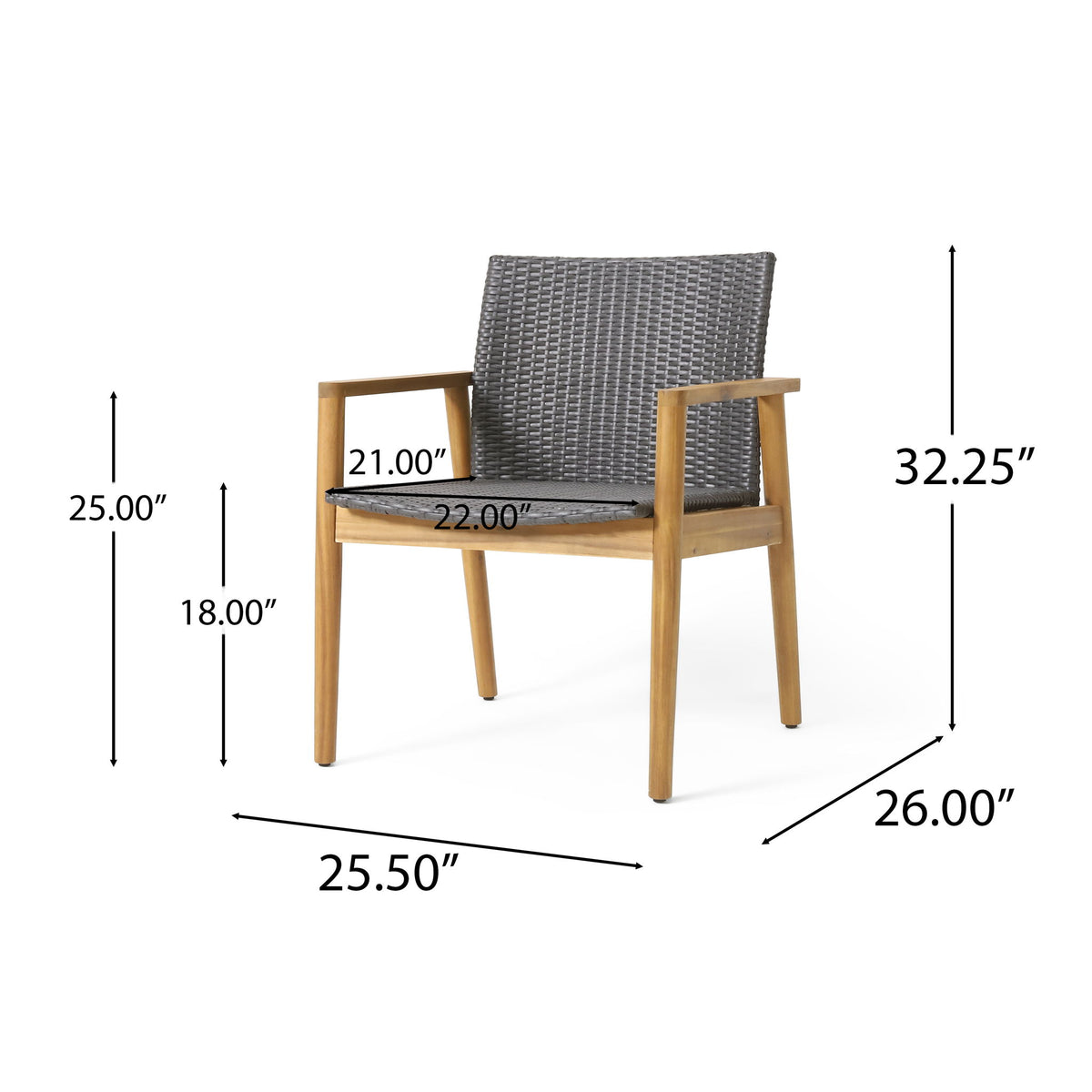 Tranquilize - Outdoor Wooden Club Chair With Woven Wicker Seat And Back (Set of 2) - Natural