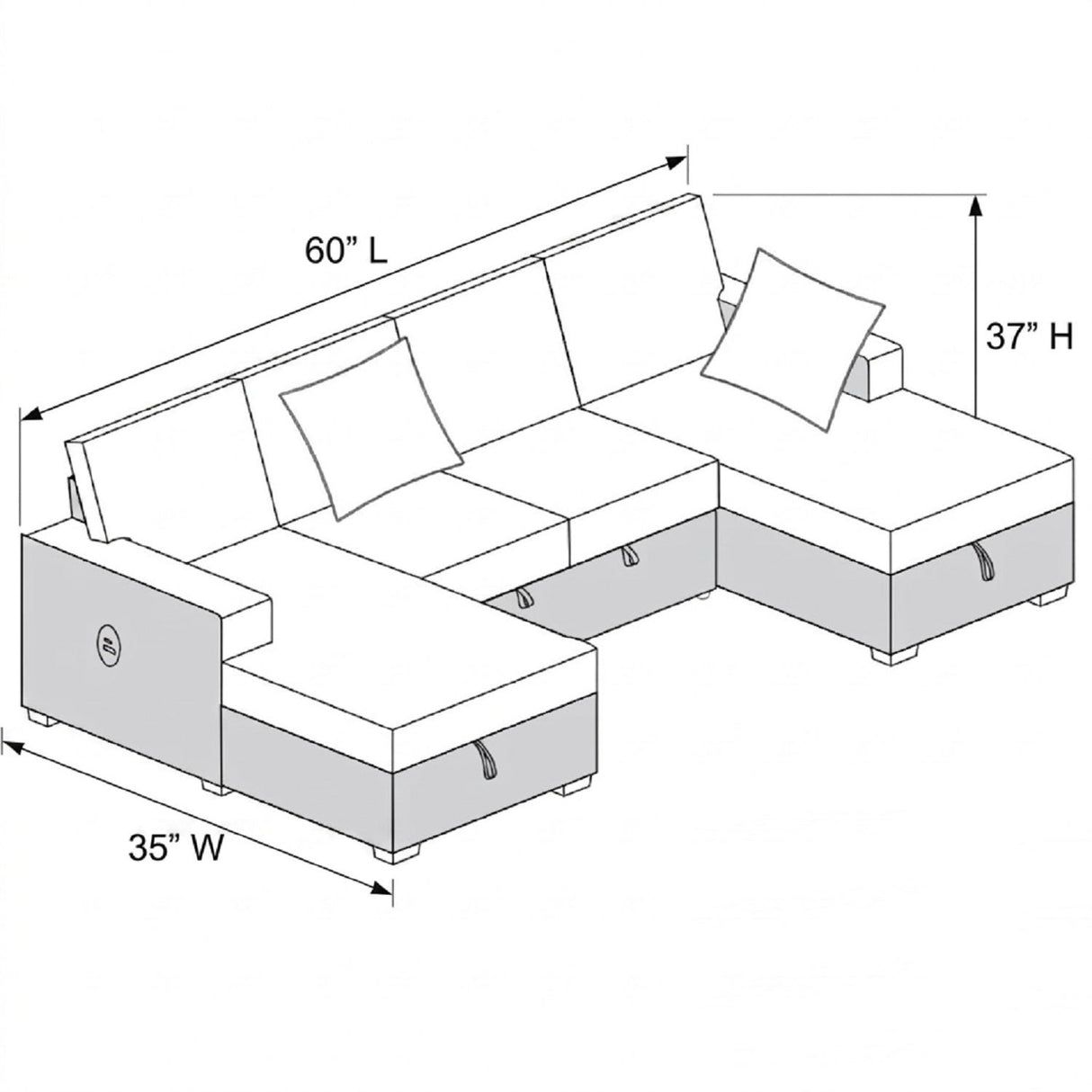 Convertible Sectional Upholstered Sleeper Sofa With Storage Chaise