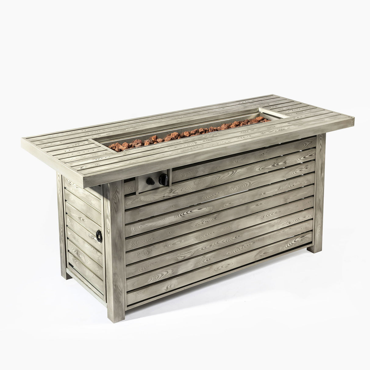 Propane Gas Fire Pit Table, 50000 Btu, Rectangular For Outside - Light Beige