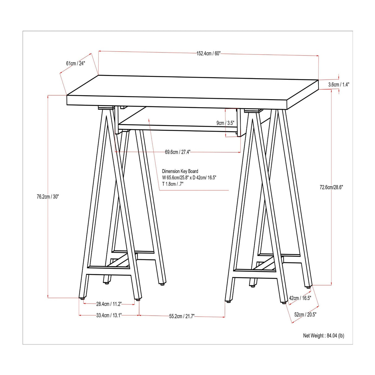 Sawhorse - Handcrafted Solid Desk