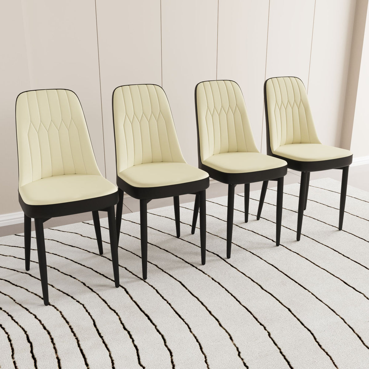 Modern Dining Chair With Cushions And Metal Legs