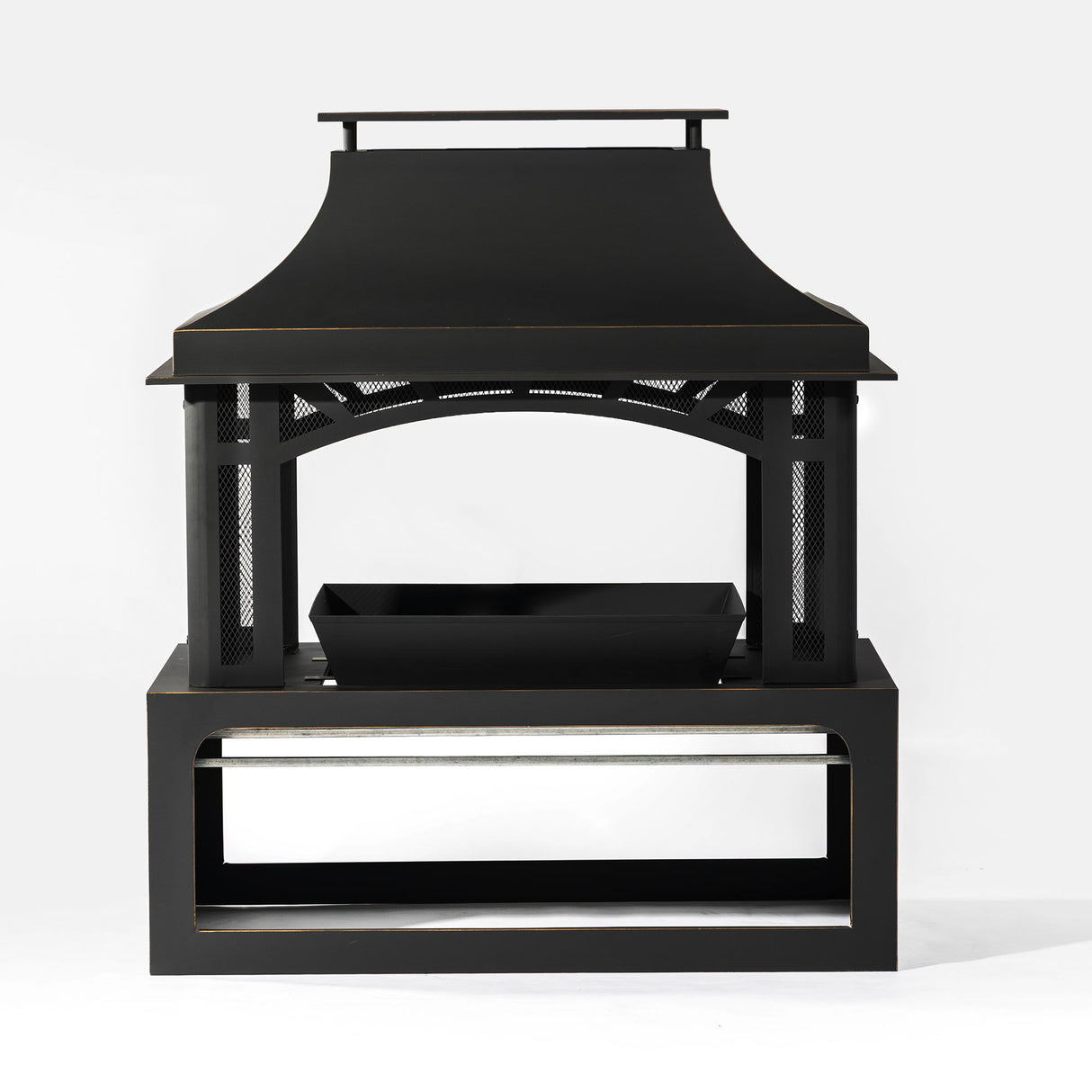 Fireplace, 50000 Btu Fire Pit, Wood Burning Chimney For Outside - Black