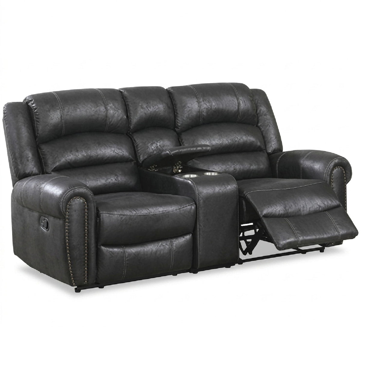 Power Reclining Loveseat With USB Port And Cup Holder Console - Black