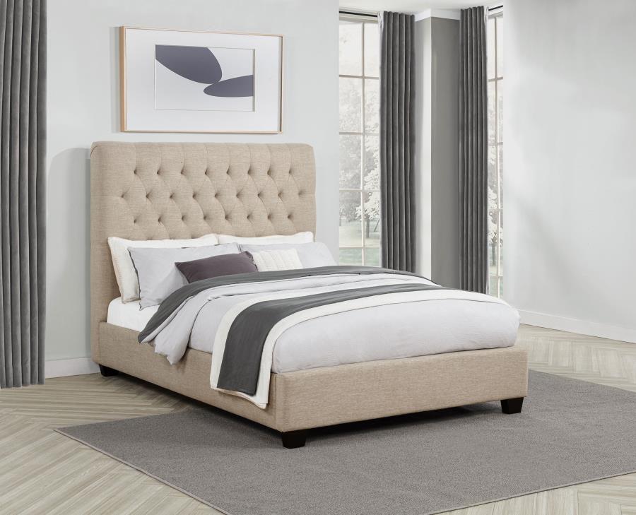 Chloe Upholstered Full Panel Bed Oatmeal - 300007F