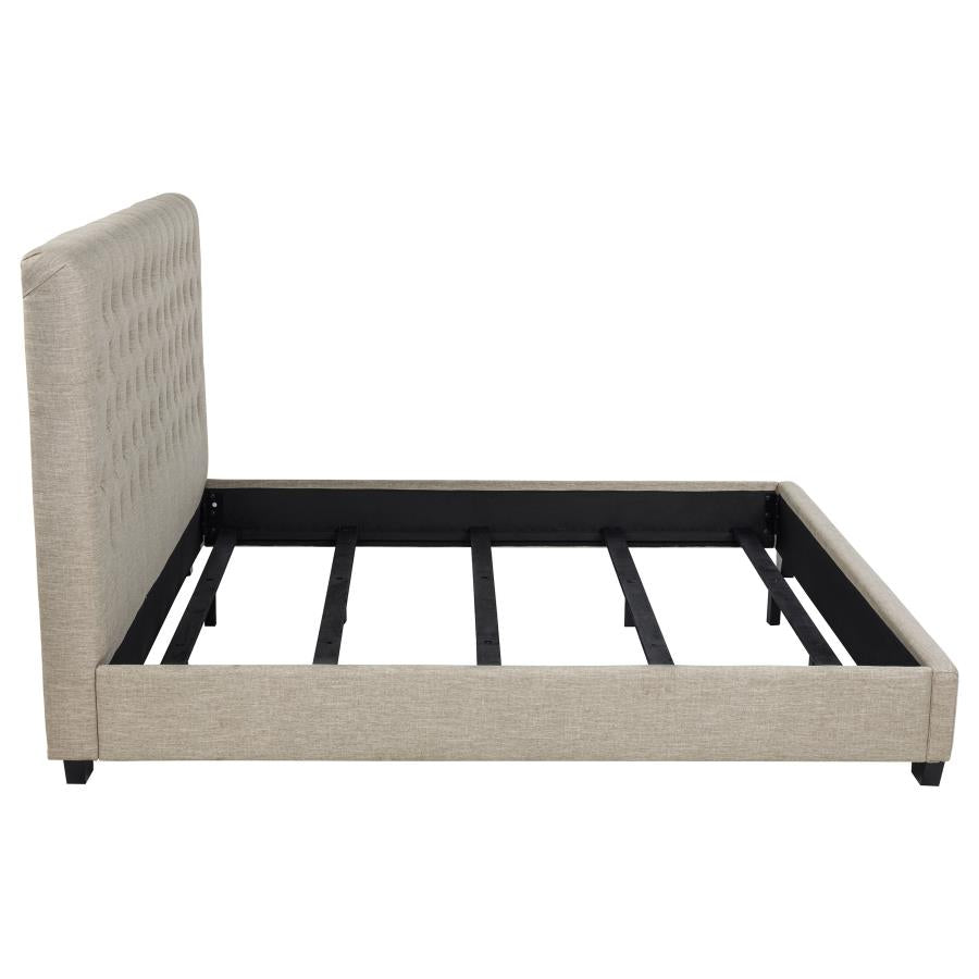 Chloe Upholstered Eastern King Panel Bed Oatmeal - 300007KE