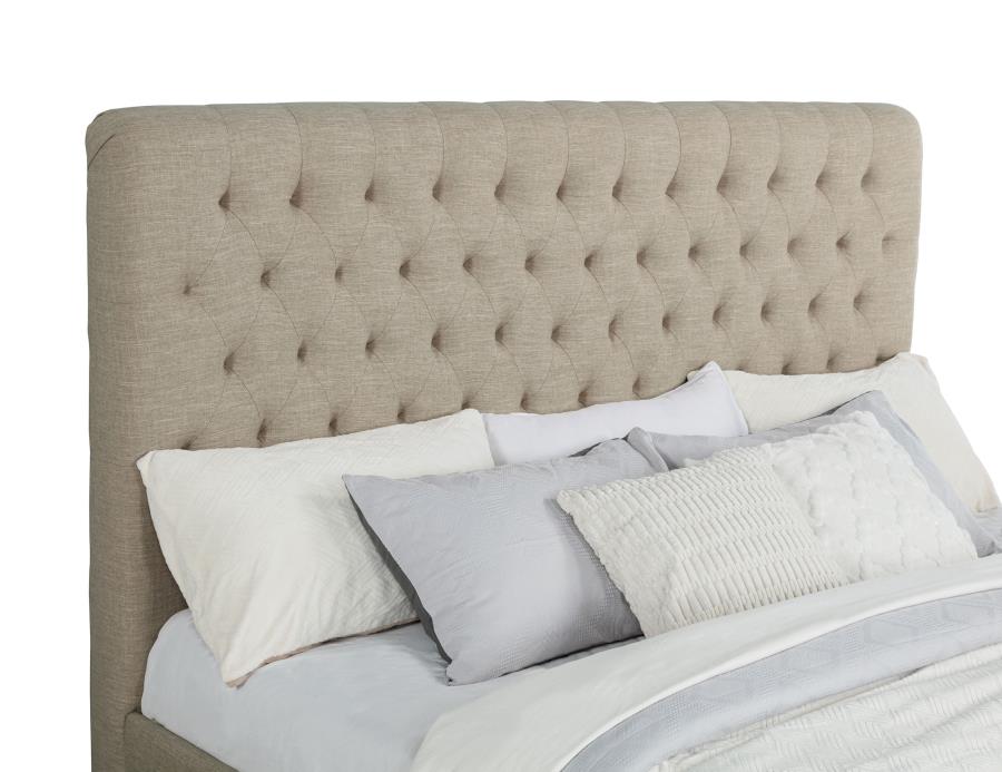 Chloe Upholstered Eastern King Panel Bed Oatmeal - 300007KE
