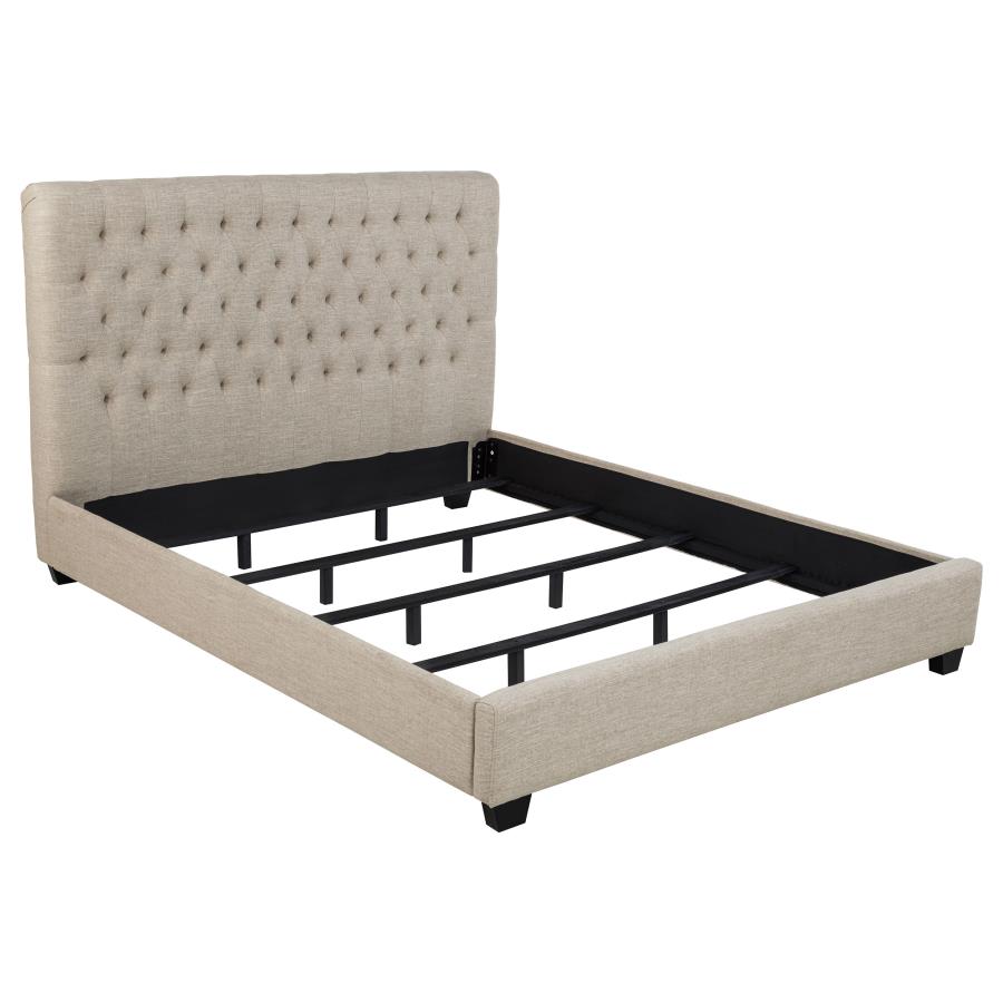 Chloe Upholstered California King Panel Bed Oatmeal - 300007KW