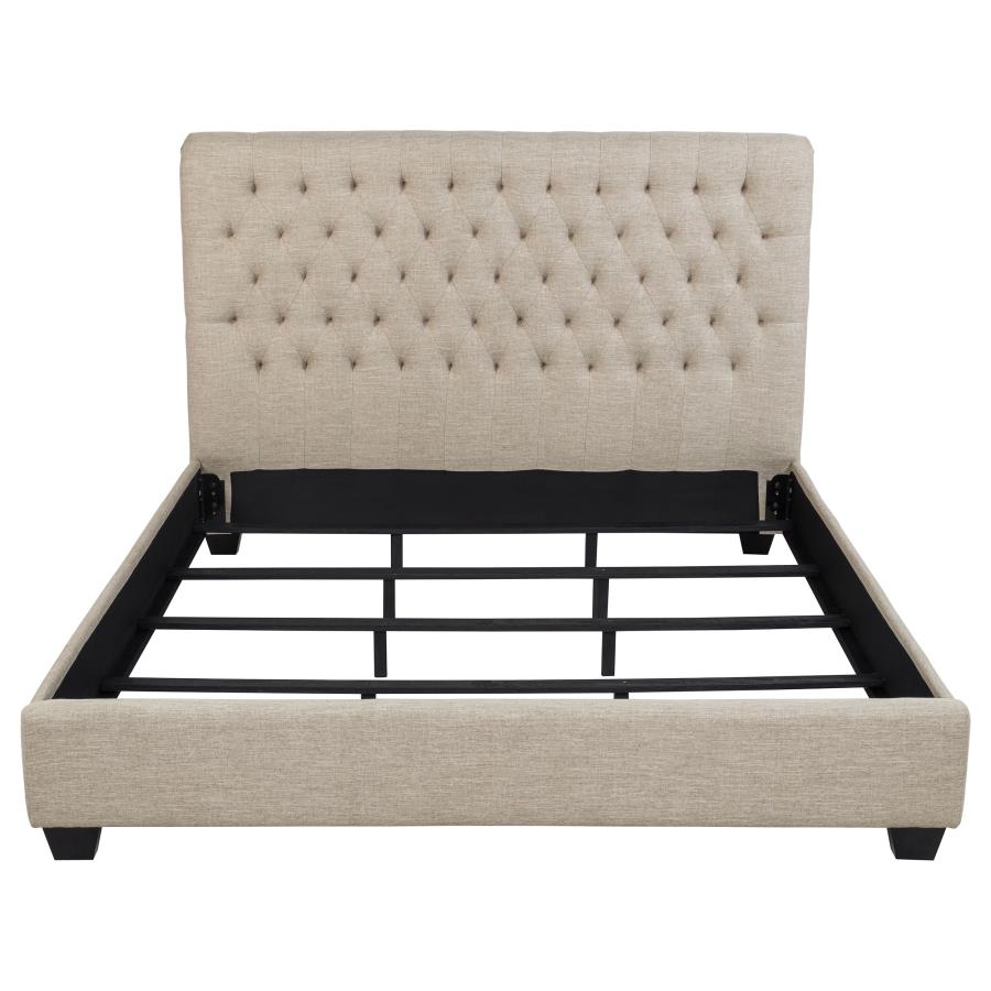 Chloe Upholstered California King Panel Bed Oatmeal - 300007KW