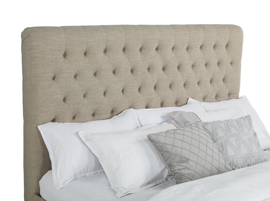 Chloe Upholstered California King Panel Bed Oatmeal - 300007KW