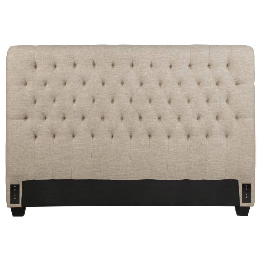 Chloe Upholstered Queen Panel Headboard Oatmeal - 300007QB1