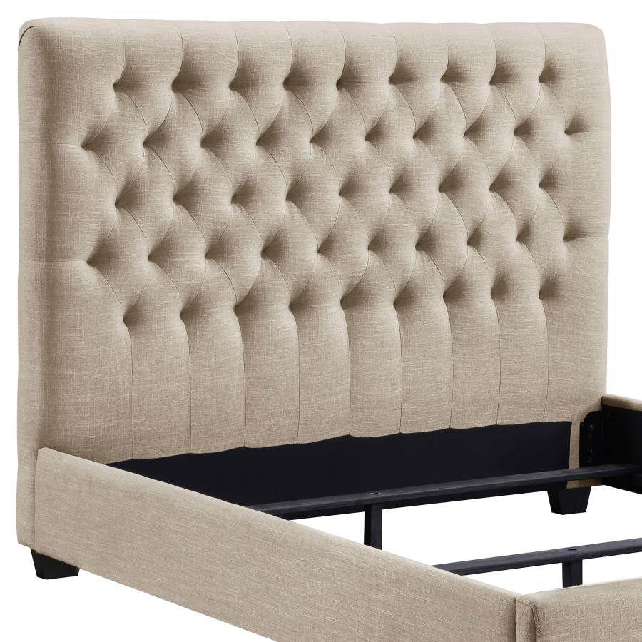 Chloe Upholstered Queen Panel Bed Oatmeal - 300007Q