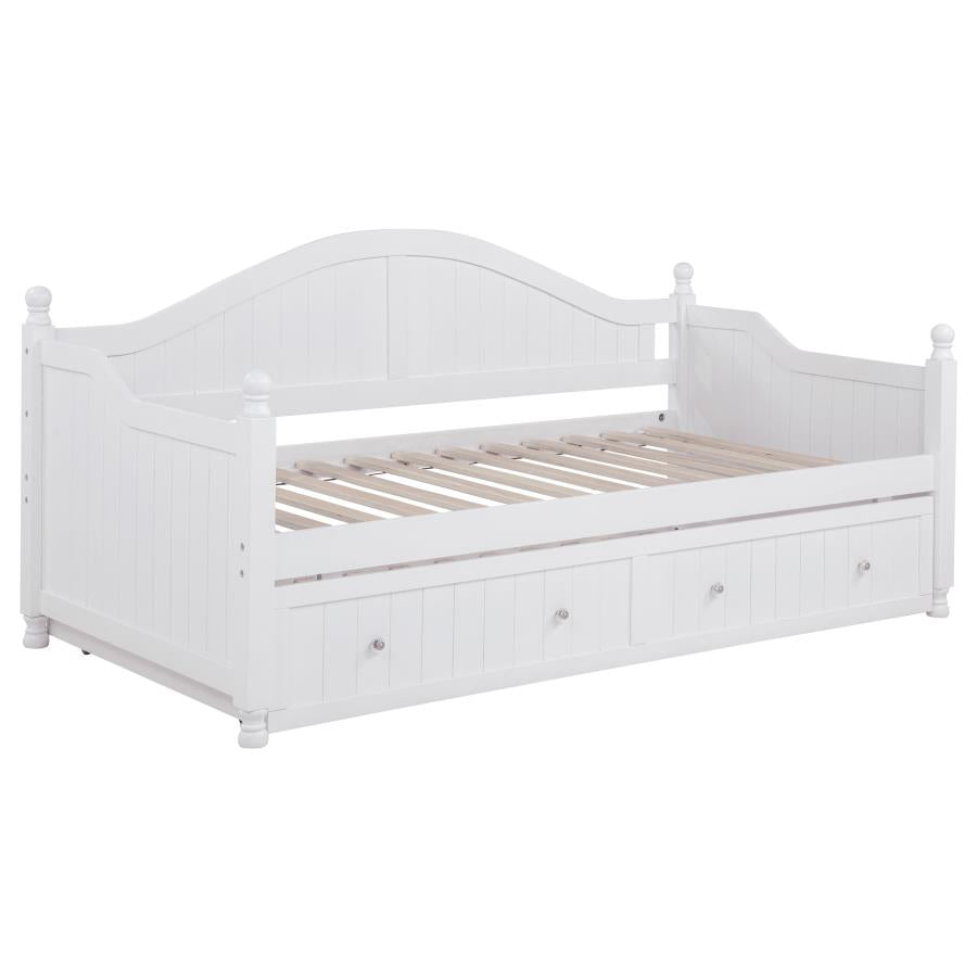 Julie Ann Wood Twin Daybed with Trundle White - 300053