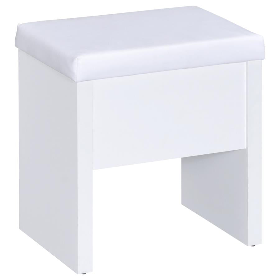Harvey Vanity Set with Lift-Top Stool White - 300290