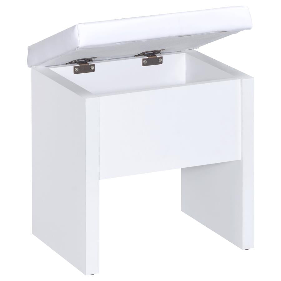 Harvey Vanity Set with Lift-Top Stool White - 300290