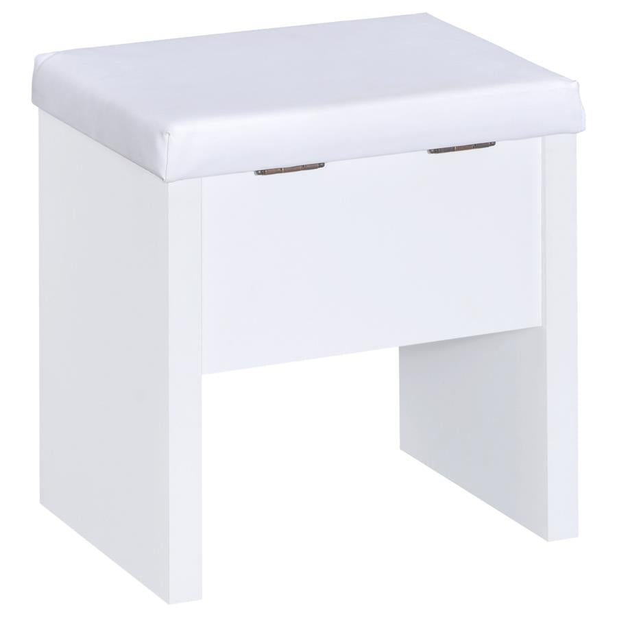 Harvey Vanity Set with Lift-Top Stool White - 300290