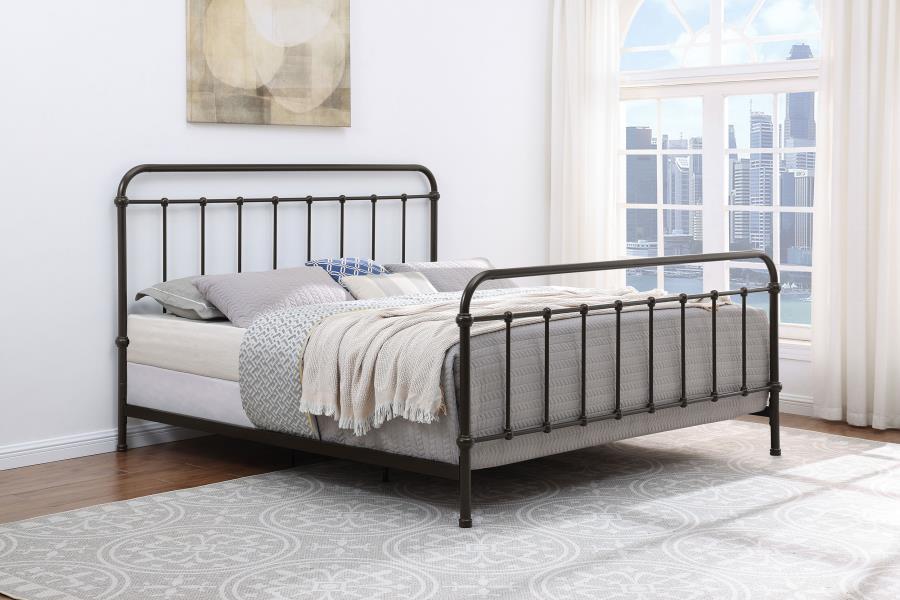 Livingston Metal Eastern King Open Frame Bed Dark Bronze - 300399KE