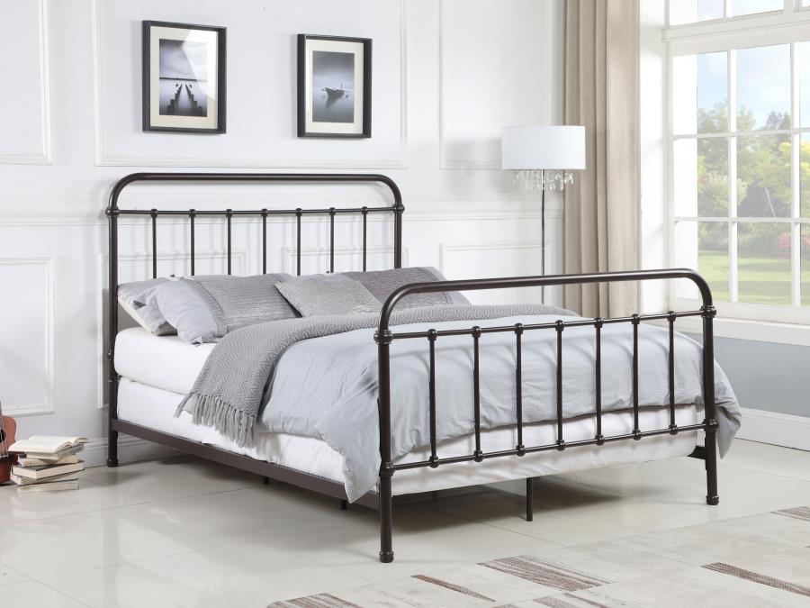 Livingston Metal Queen Open Frame Bed Dark Bronze - 300399Q