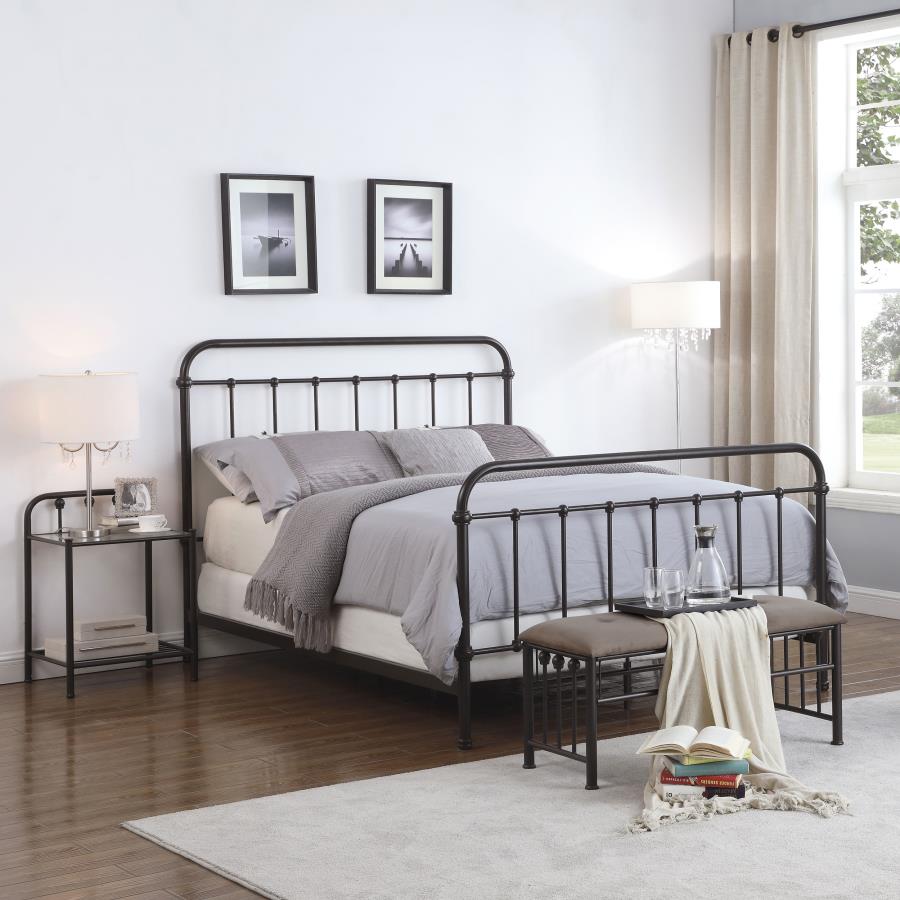 Livingston Metal Queen Open Frame Bed Dark Bronze - 300399Q