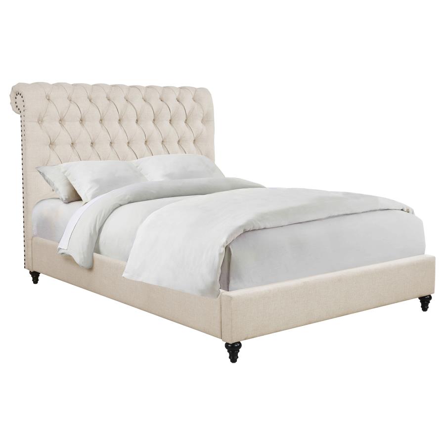 Devon 57-inch Upholstered Queen Panel Bed Beige - 300525Q